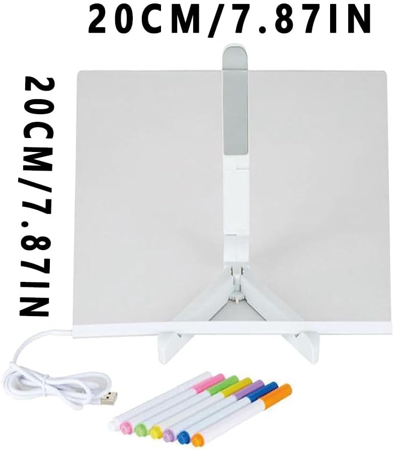 6523341 لوحة ملاحظات LED ملونة، لوحة رسائل أكريليك مضيئة، لوحة مسح جاف مضيئة مع قاعدة متينة، لوحة مذكرات مع ضوء تفاعلي، لوحة بيضاء لتوليد الأفكار (7.9*7.9 بوصة) - Image 3
